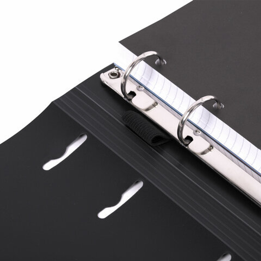 Тетрадь на кольцах А5 175х220мм, 120л, пластик, на липучке с разделителями, BRAUBERG, Черный,404637