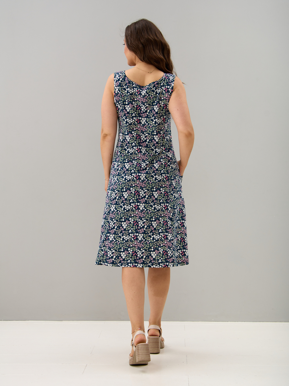 Платье П-012/синий-ромашкимаргаритки