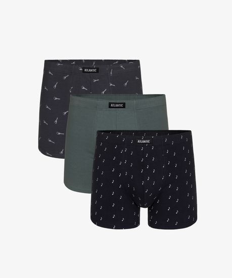Трусы мужские боксеры (3шт), Atlantic 3MH-156, графитовый + изумрудный + темно-синий