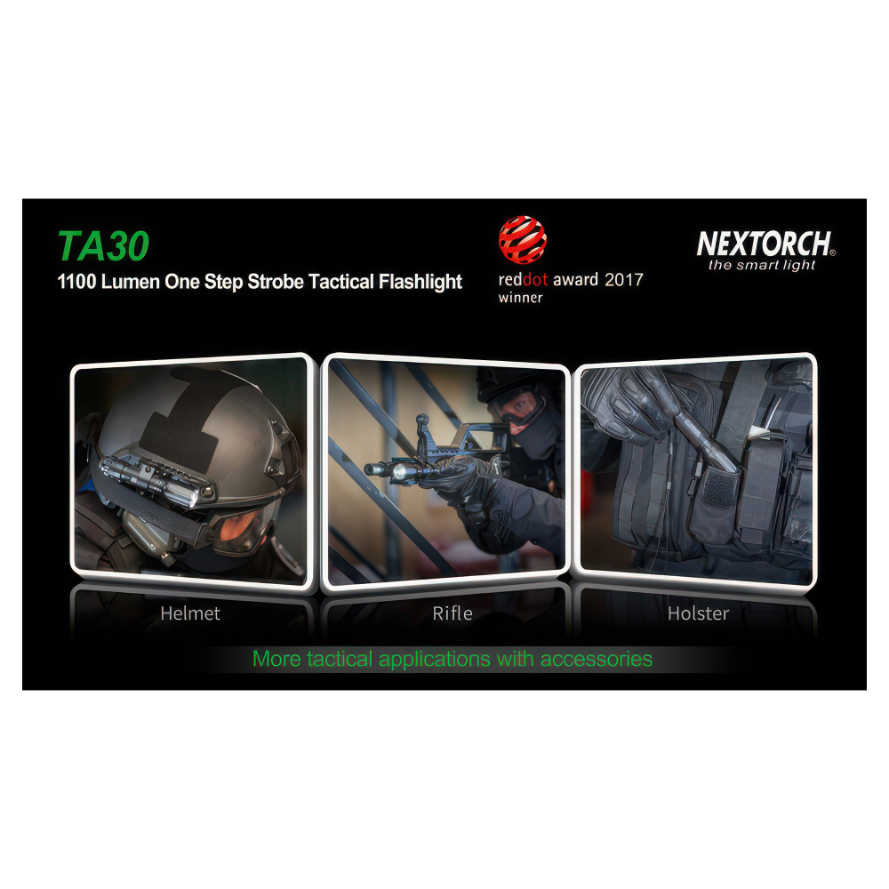 Тактический фонарь Nextorch TA30 — прочный корпус с анодированием Mil-Spec III и нанокерамическими вставками в головной части