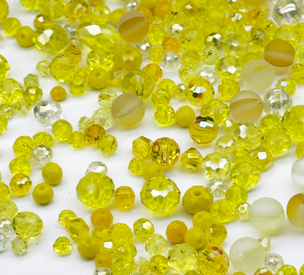 МБ-11 Хрустальные бусины, форма: МИКС, цвет: Желтый, 25 гр.