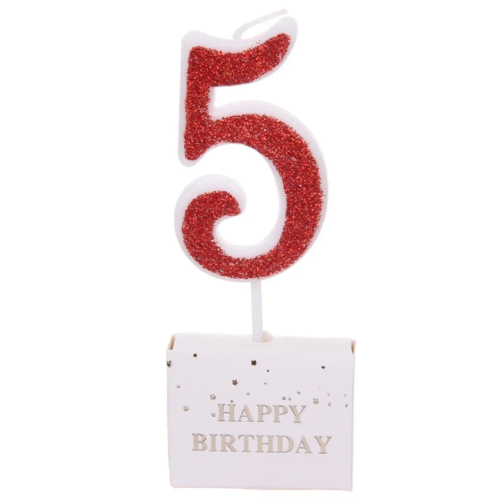 Свеча для торта Цифра Иллюзия «5» 9.5 см, красный
