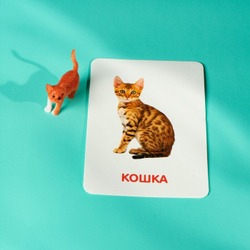 Развивающий набор фигурок для детей "Домашние животные" с карточками, по методике Домана