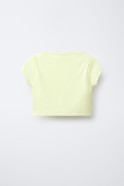 ZARA ОДНОТОННЫЙ ЭЛАСТИЧНЫЙ УКОРОЧЕННЫЙ ТОП, ЖЕЛТЫЙ