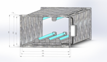 Секция бактерицидной обработки воздуха для прямоугольных каналов 500х300/79, 5 ламп
