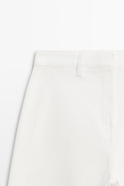 Massimo Dutti Брюки прямого кроя из 100% хлопка, экрю