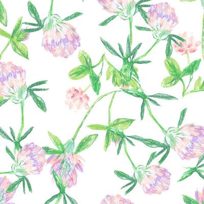 Бесшовный паттерн с цветами восковыми мелками