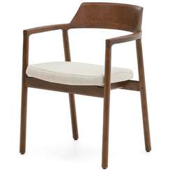 Стул Alocs из бежевой синели из массива дуба с отделкой орех FSC Mix Credit (съемный чехол)