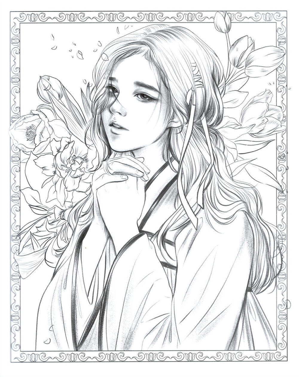 Music and Girl. Coloring book