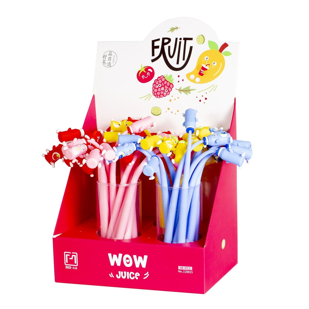 Ручка гелевая Alingar "Juice fruit", 0,5 мм, синяя, игольчатый наконечник, круглый цветной soft корпус