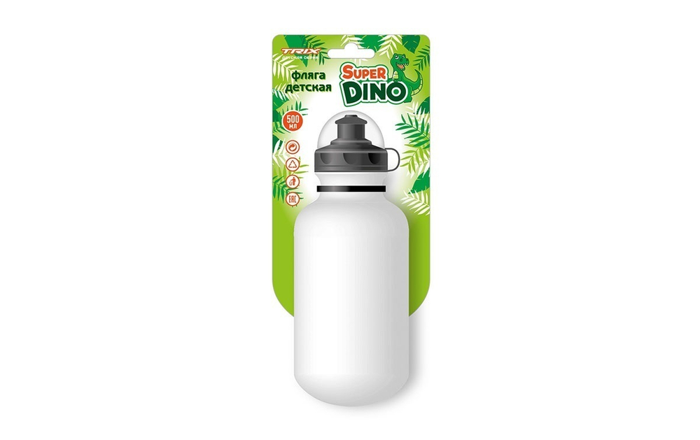 Фляга TRIX Super Dino детская, 500 мл, защитная крышка, LDPE