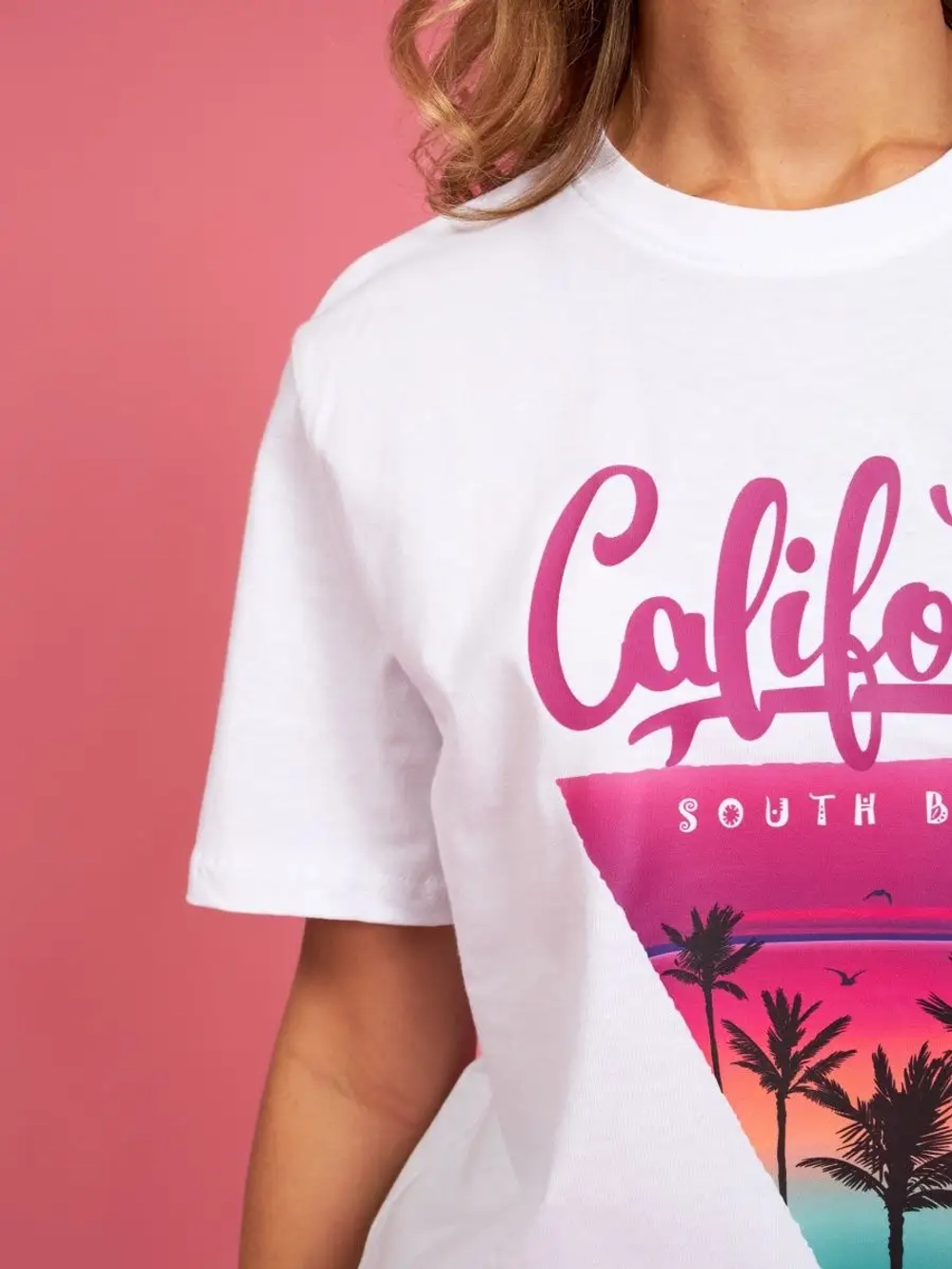 Футболка калифорния california оверсайз белая