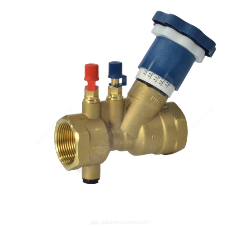 Клапан балансировочный ручной латунь Ду 15 Ру25 Тмакс=110 оС ВР Kvs=2.5м3/ч с измерительными ниппелями OR 0621.015