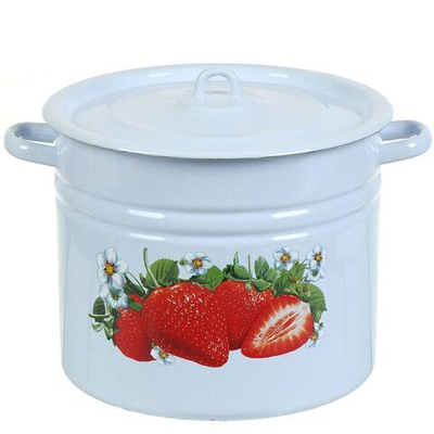 Кастрюля сталь, эмал, 14 л, с декором, Сиб товары, С1626.з/П/СГ, зеленый рябчик,палевый,серо-голубой