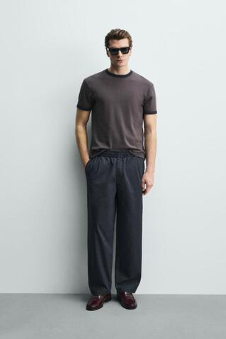 ZARA БРЮКИ RELAXED FIT С ЭФФЕКТОМ ПОТЕРТОСТИ, СЕРЫЙ/СИНИЙ