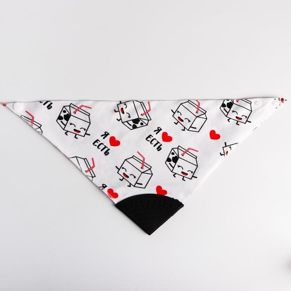 5555031 Нагрудник - бандана непромокаемый, с прорезывателем «Я люблю есть»