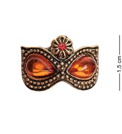 AM-2677 Кольцо «Маска Карнавал» (латунь, янтарь)