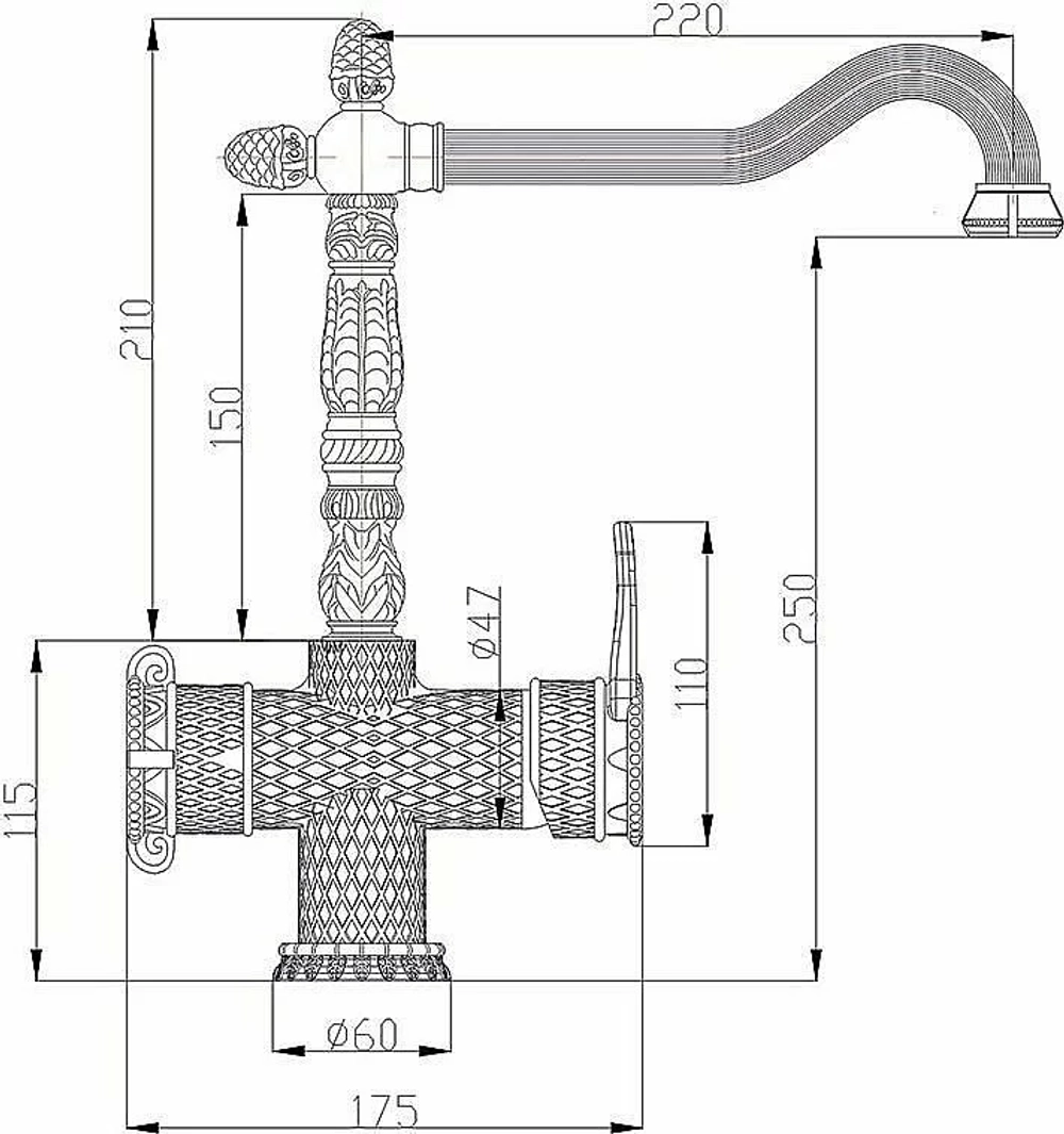 Смеситель для кухни Zorg Antic A 50 KF-BR Бронза