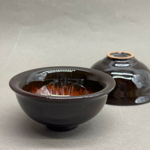 Чашка, керамика в стиле Цзинь Да Чжень, глазурь темная, 60мл