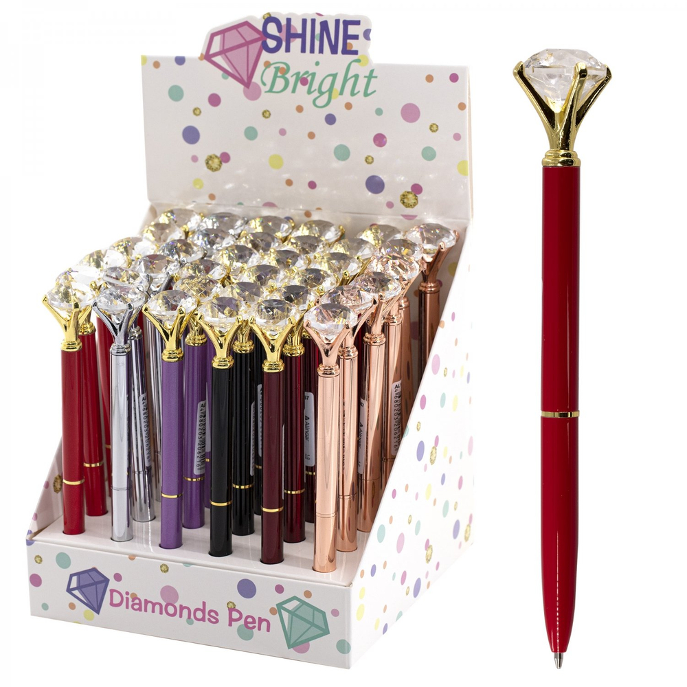 Ручка подарочная шариковая Alingar, синяя, 1.0 мм, металлический корпус, поворотный механизм, "Кристалл 3", ассорти, карт. уп.