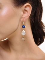 Серьги "Royal pearl sun blue" Gold