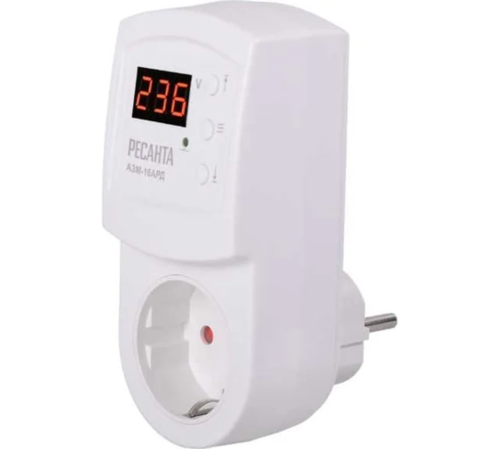 Блок защиты по напряжению "Ресанта" АЗМ 16AРД регулируемый (с дисплеем, в розетку)