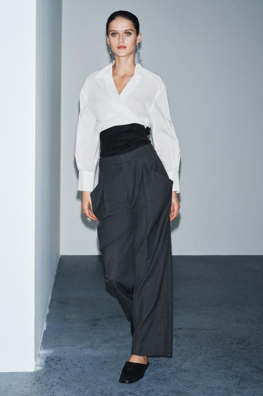 ZARA ШЕРСТЯНЫЕ БРЮКИ С КАРМАНАМИ — ZW COLLECTION LIMITED EDITION, ТЕМНО-СЕРЫЙ