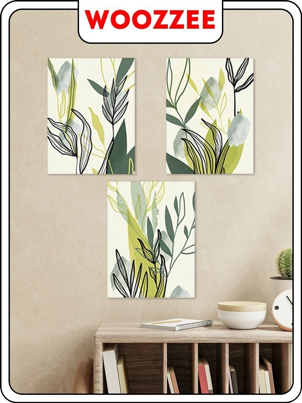 Набор постеров "Абстракции с листьями 4" 3 шт.