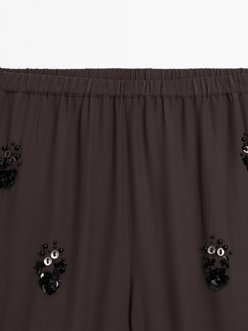 Massimo Dutti Брюки из струящейся ткани с цветочными деталями, антрацитово-серый