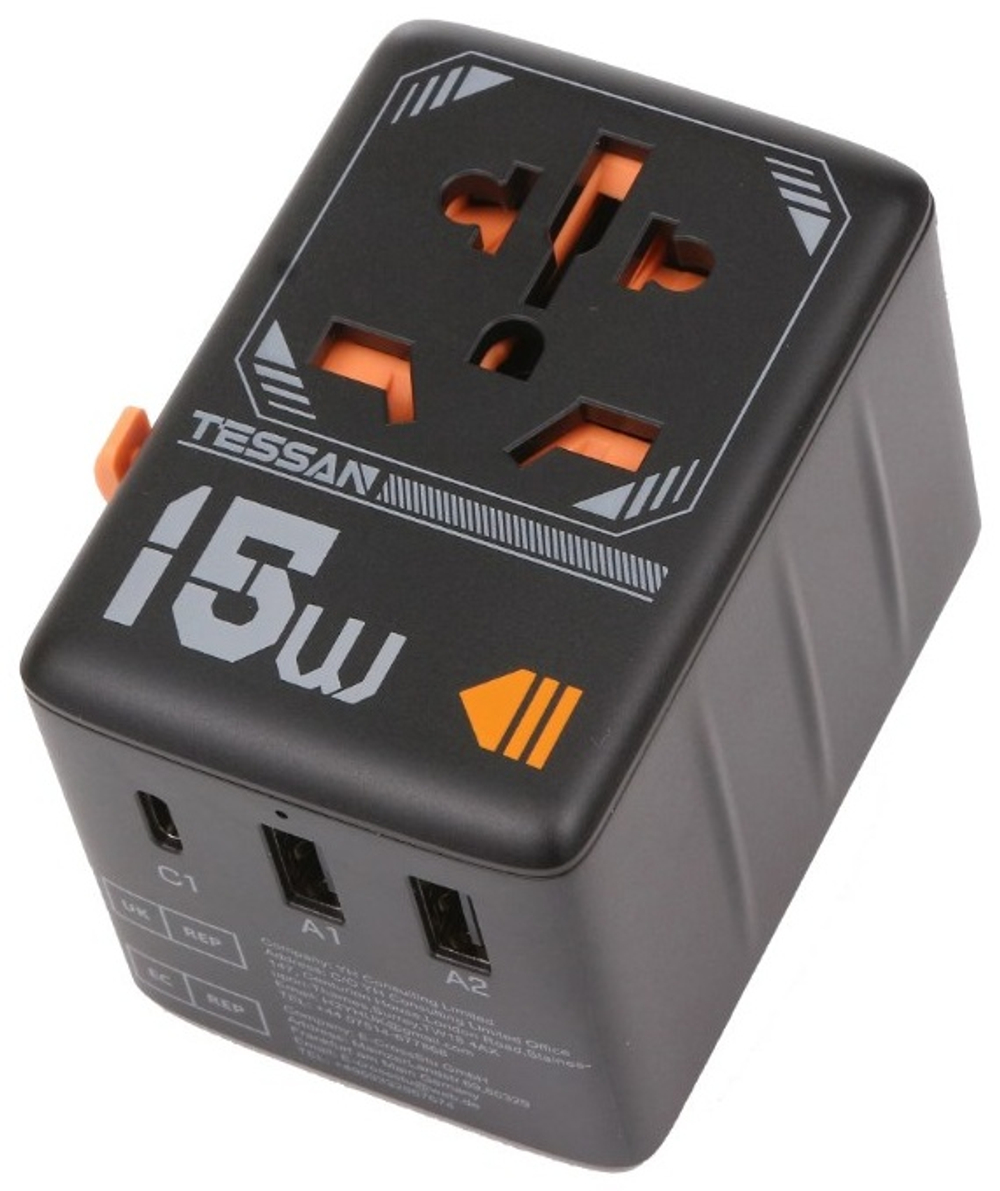 Зарядное устройство Tessan TS-WTA01 USB Type-C, USB 15 Вт черный