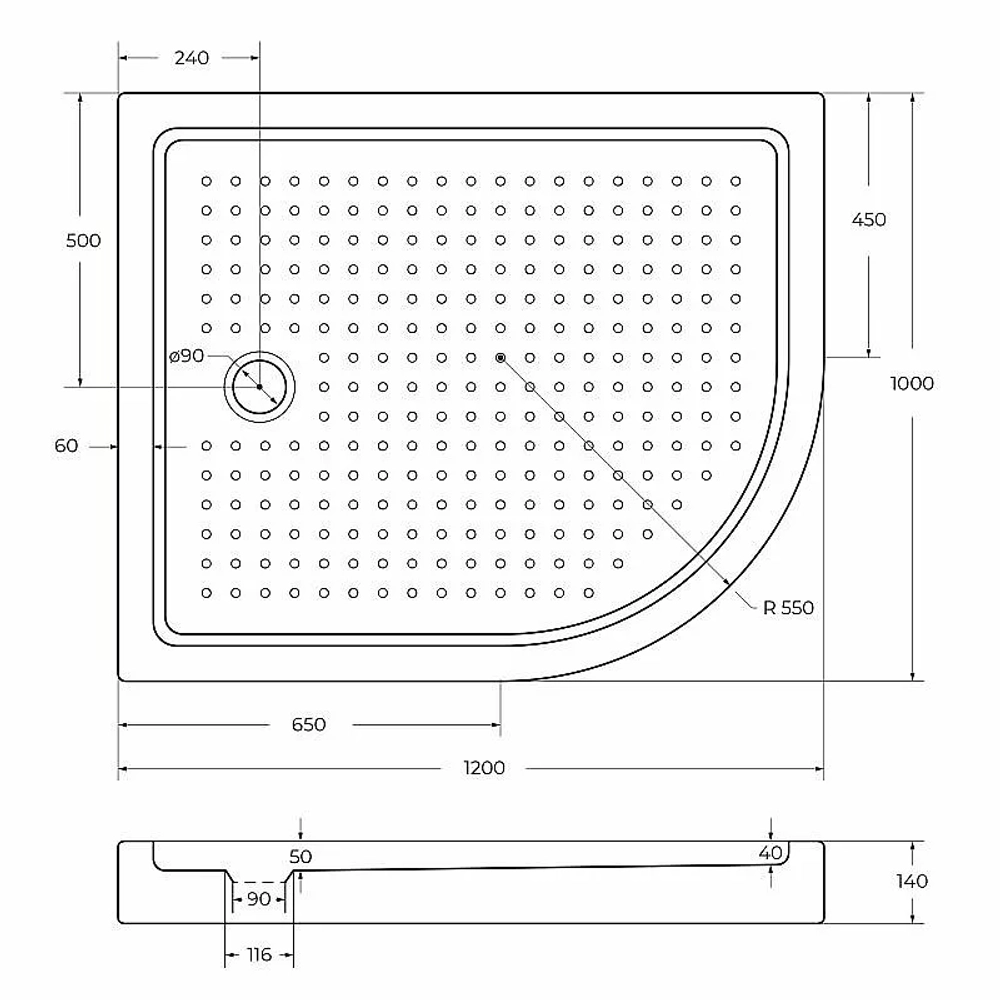 Душевой поддон Cezares TRAY-A-RH 120x100