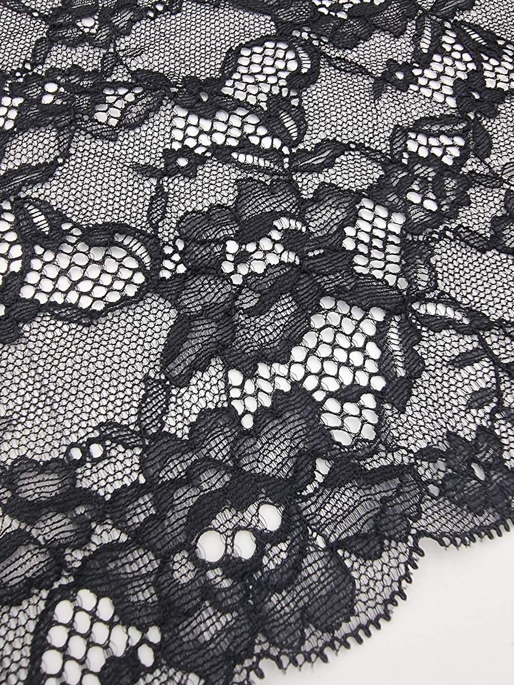 Кружево эластичное черное КС167 (20 см)