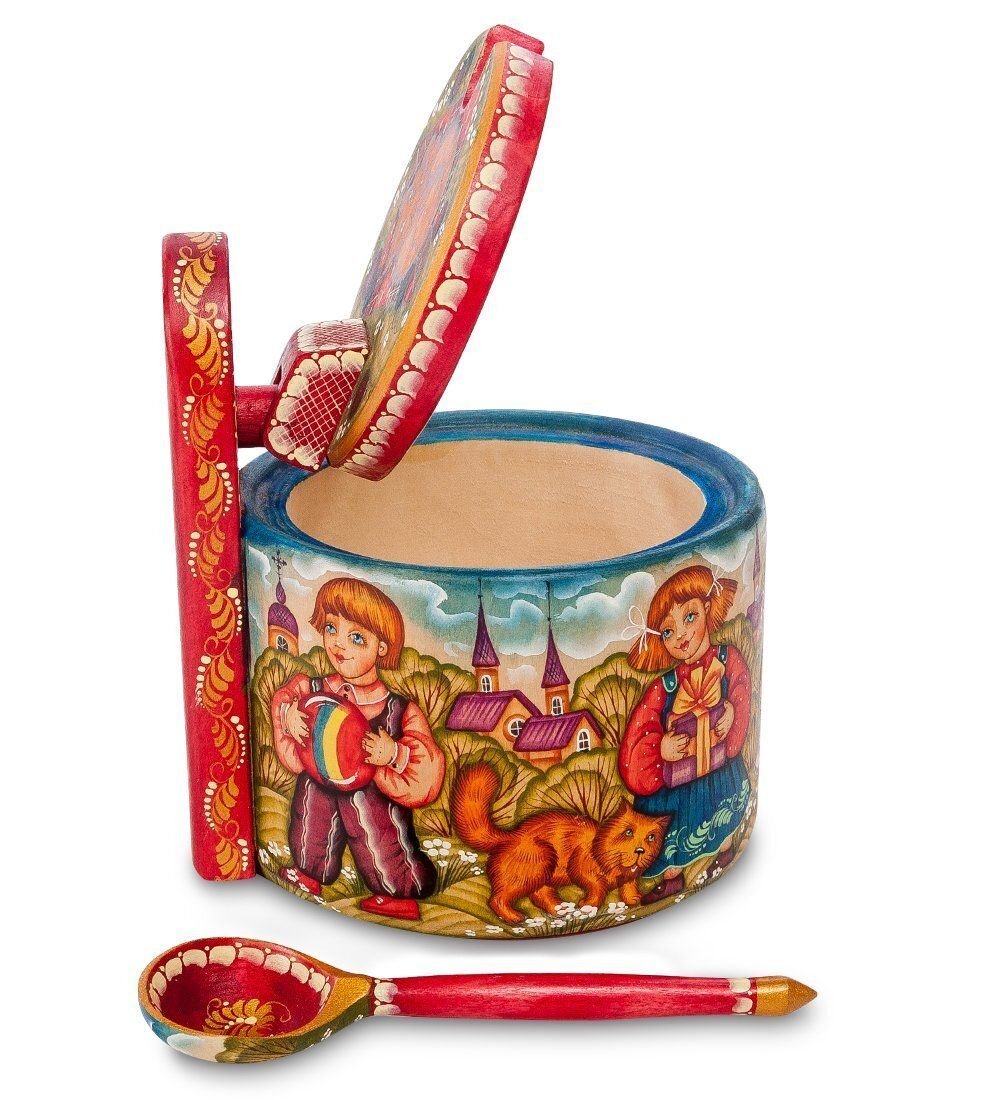 Народные промыслы РД- 10/ 9 Солонка резная «Праздник» художественная роспись