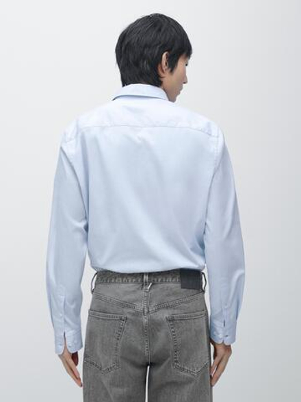 Massimo Dutti Рубашка Оксфорд стандартного кроя, небесно-голубой
