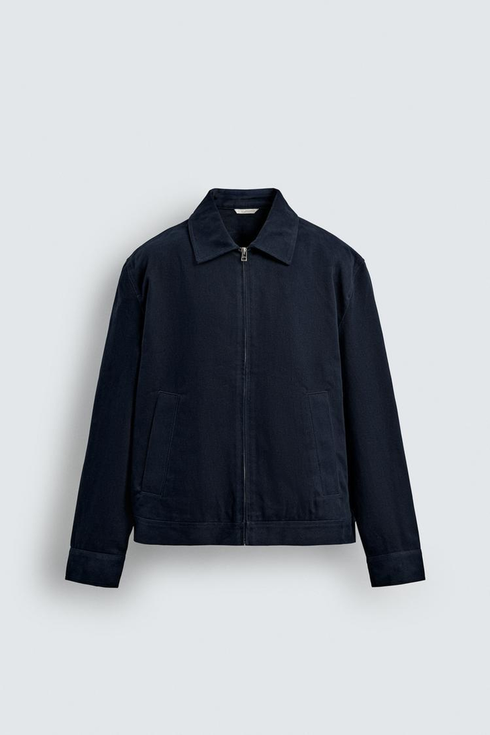 ZARA КУРТКА-РУБАШКА ИЗ ТКАНИ С РЕЛЬЕФОМ НА МОЛНИИ, МОРСКОЙ СИНИЙ