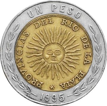 1 песо 1995 Аргентина ("PROVINGIAS"ошибка монетного двора)