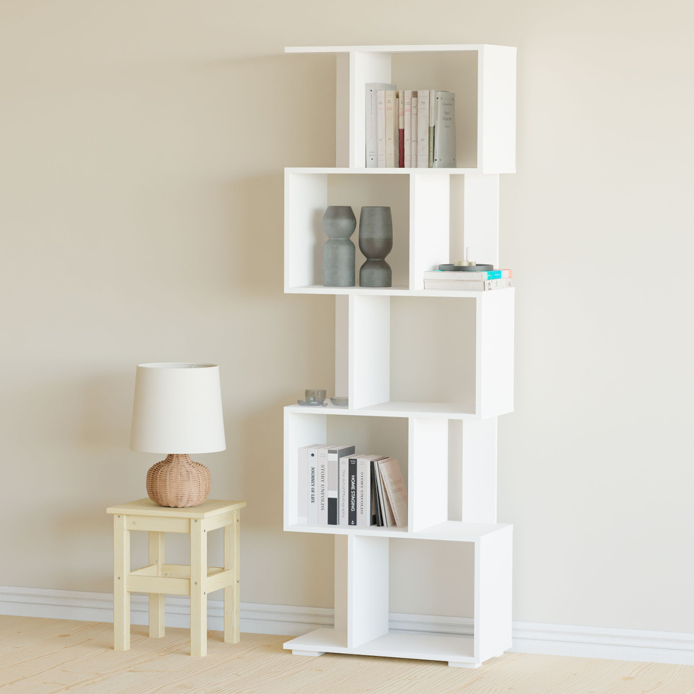 Стеллаж, 60х30х177, Фаллет, напольный, для игрушек и книг, в прихожую и ванну, белый, Dipriz