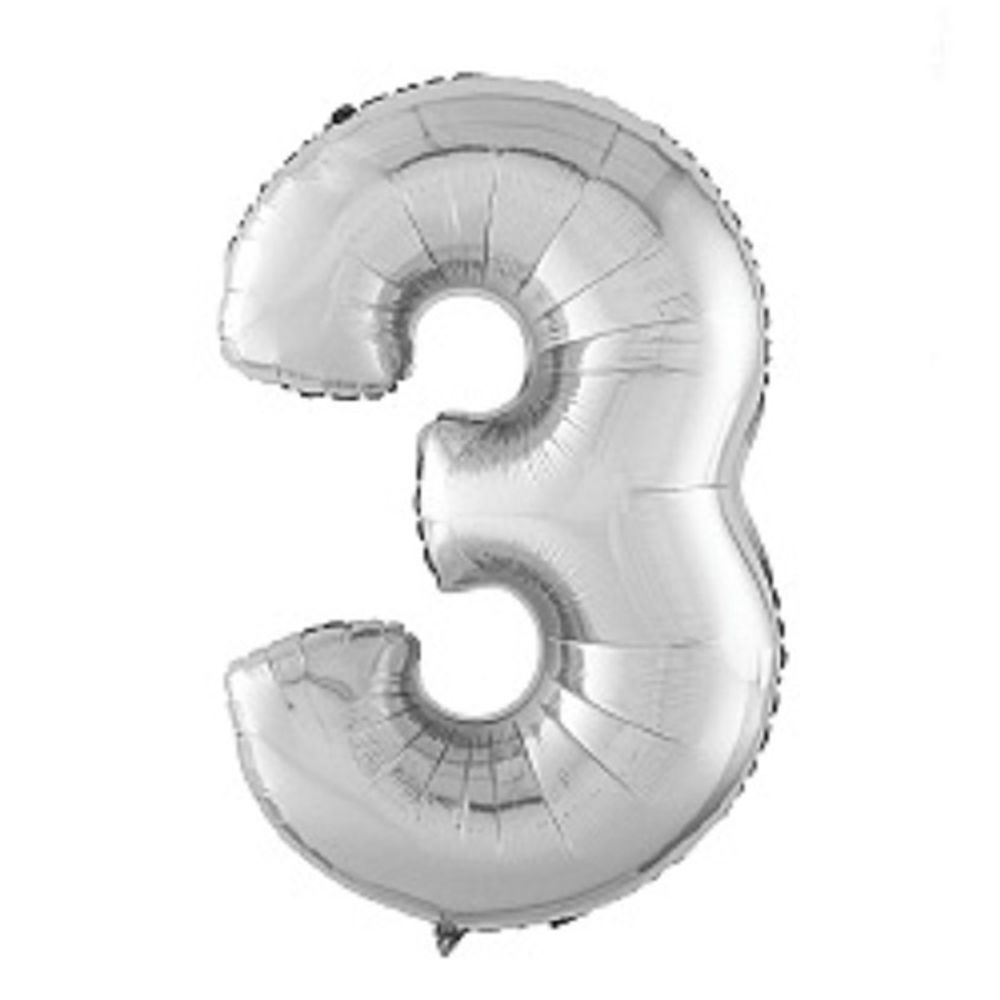 Р Цифра 3 Серебро (40&#39;&#39;/102 см)