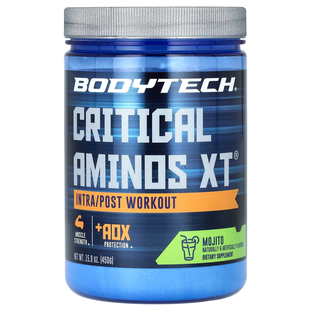 BodyTech, Bodytech, Critical Aminos XT®, прием во время и после тренировки, со вкусом мохито, 450 г (15,9 унции)