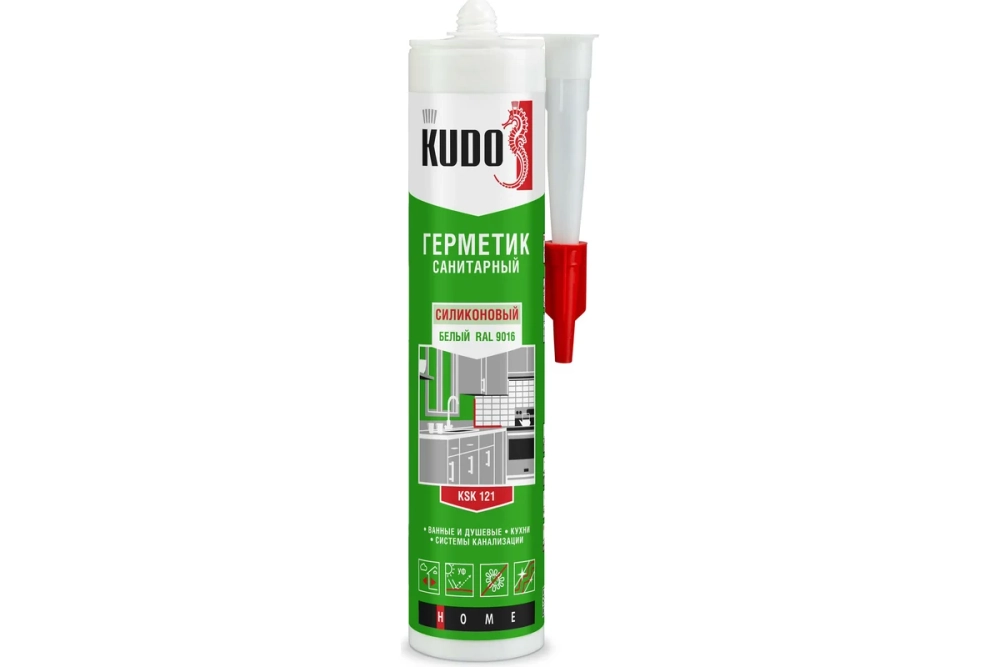 Силиконовый санитарный герметик KUDO (белый; 280 мл) KSK-121
