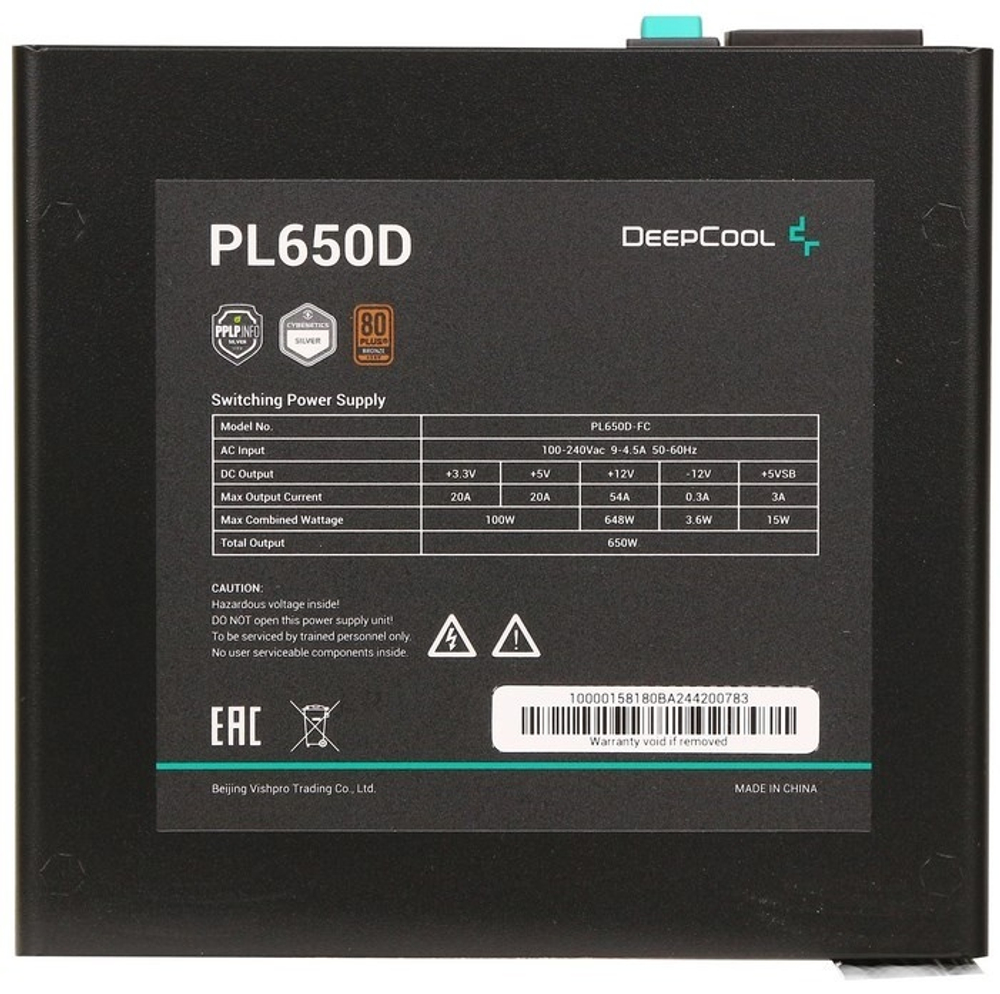 Блок питания Deepcool PL650D-FC R-PL650D-FC0B-WDEU-V2 650 Вт