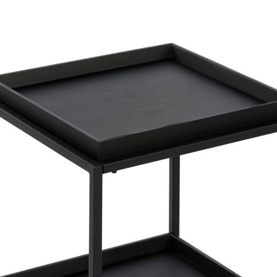 Кофейный стол Dumbo 41х41 на колесиках черный металл и дерево