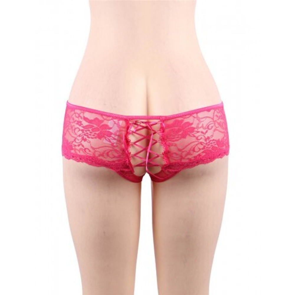 Трусики на завязках с доступом, розовые, XL-2XL