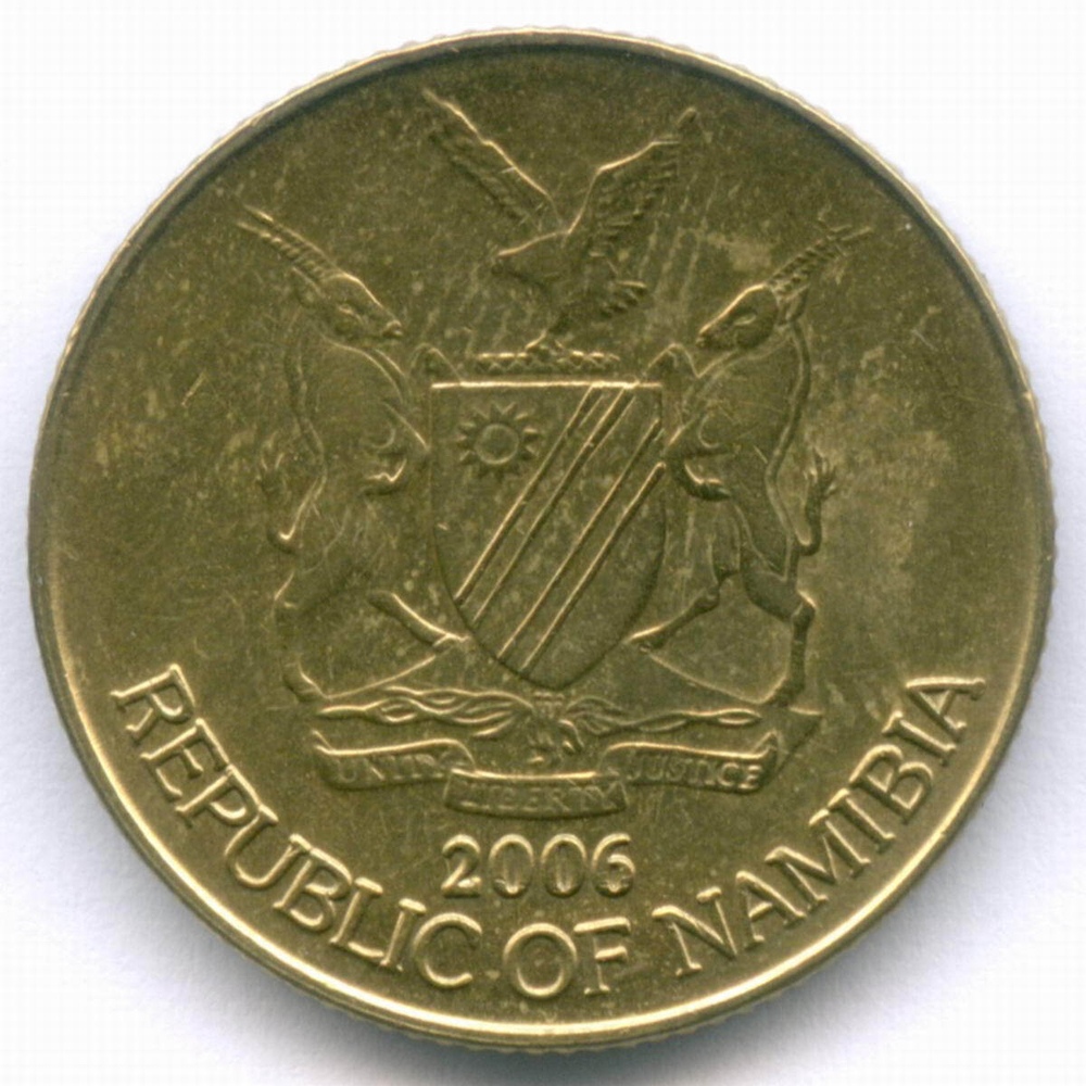 1 доллар 2006 год. Намибия. Орел-скоморох. Латунь, диаметр 22.4 мм. XF-