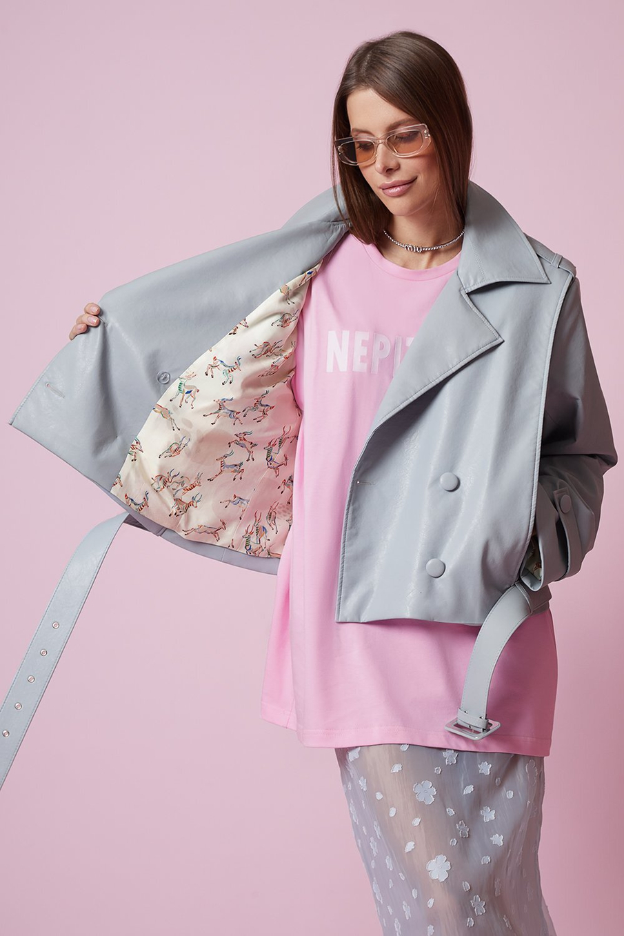 Куртка из эко-кожи голубая