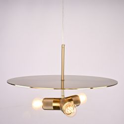 Люстра Rh Utilitaire Disk Triple Pendant Brass By Imperiumloft