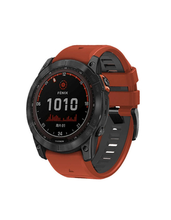Ремешок двухцветный QuickFit 26 мм для Garmin Fenix 7x/6x/5x/5x plus/3, Descent, Tactix, Enduro, D2, Instinct 2X (Красный/Серый)