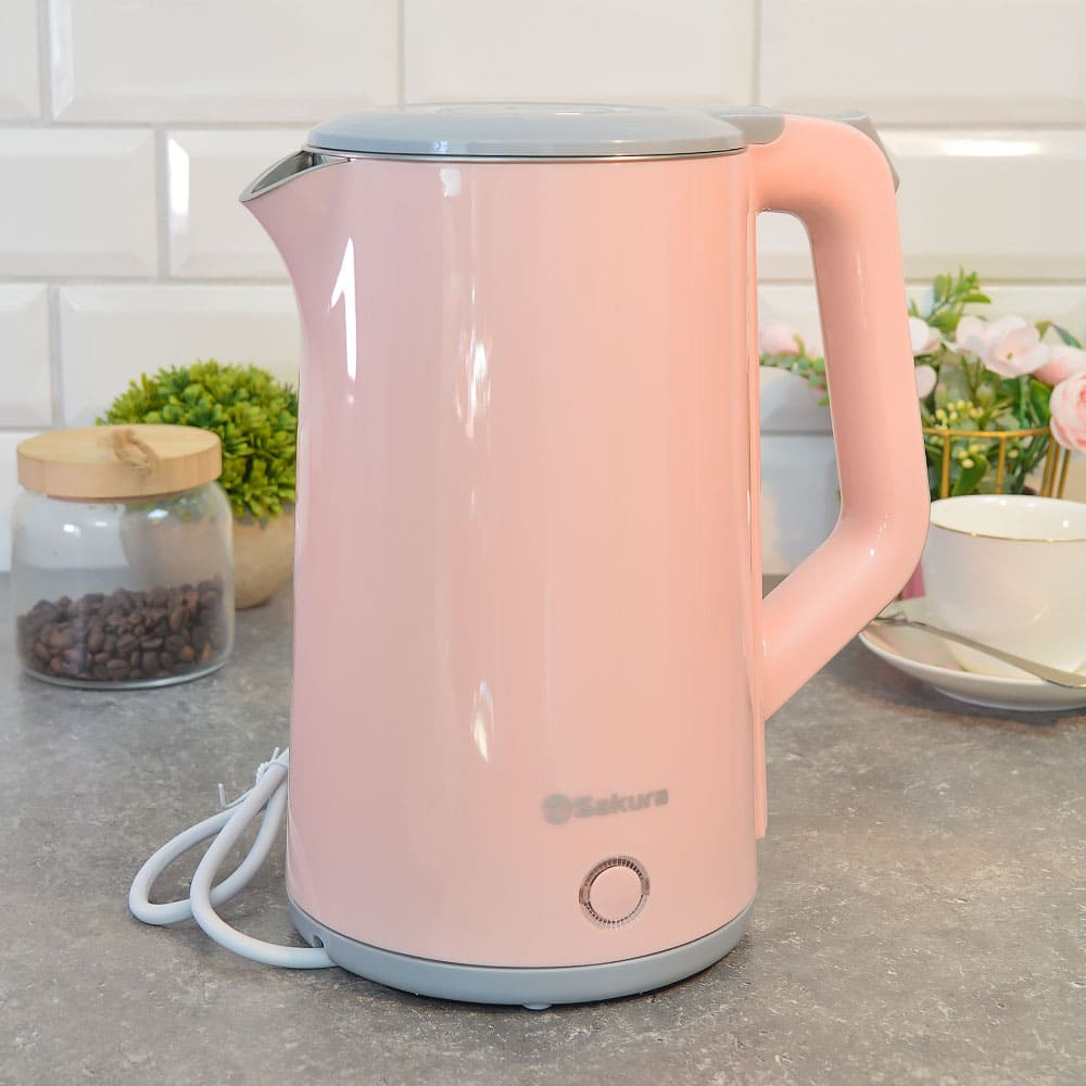 Чайник электрический 1,8л Sakura SA-2150GP, розовый/серый