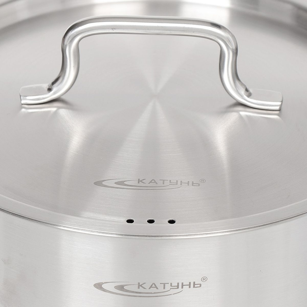 Кастрюля сталь, 3 л, с крыш, крышка сталь, Катунь, Общепит, КТ-ОБ-03, металлик