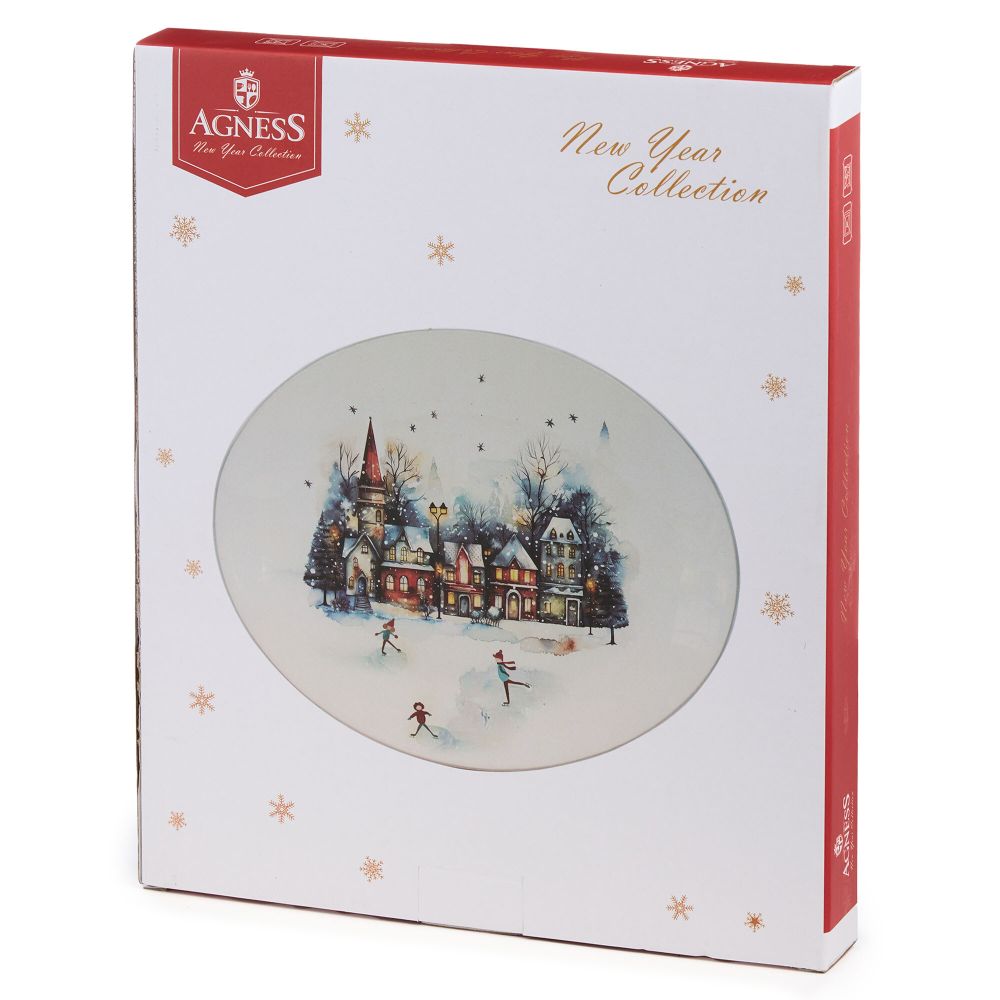 БЛЮДО ОВАЛЬНОЕ AGNESS "С НОВЫМ ГОДОМ!" 31,5*25,5*3 СМ